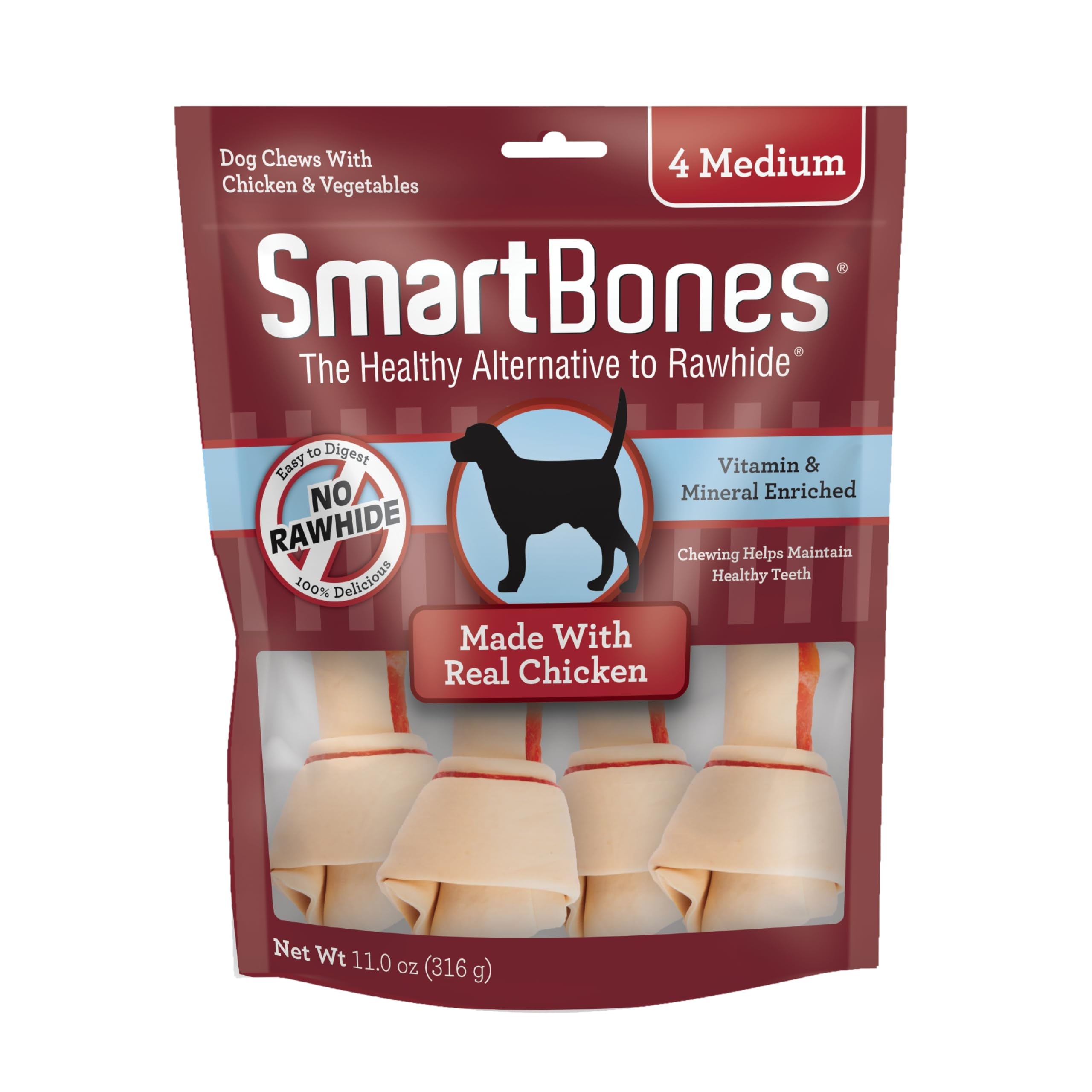 SmartBones Chicken Dog Chew, Medium, 4-Piece