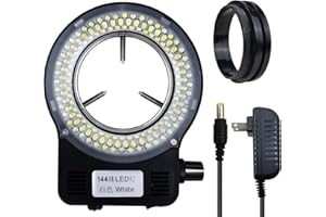 UPWTKIM Light Microscope LED Ring Illuminator, Adjustable 144 LEDs Ring Light Source for Industry Monocular Binocular Trinocular Stereo Microscope & Camera