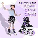 Nattork Adjustable Inline Skates for Girls Purple Size 10-13 Illuminating 8 view 7