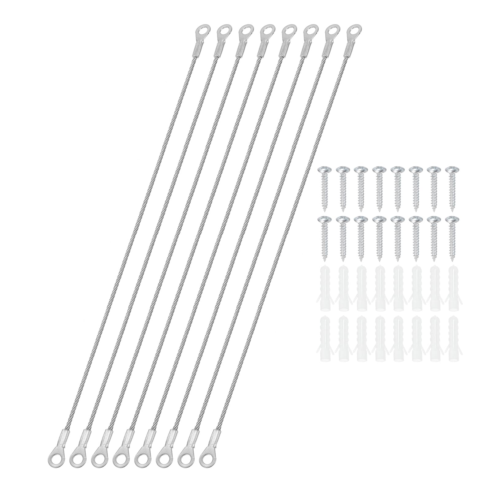 PATIKIL Cabinet Door Restraint Kit 2mm x 30cm, 8 Pack Stainless Steel Flexible Braided Cable Door Hinge Limiter for Limiting Chest Cupboard Door Opening Angle Swing