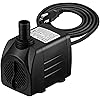 Homasy 400GPH Submersible Pump 25W Fountain Water Pump with 5.9ft Power Cord, 2 Nozzles for Aquarium, Fish Tank, Pond, Statuary, Hydroponics