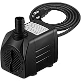 Homasy 400GPH Submersible Pump 25W Fountain Water Pump with 5.9ft Power Cord, 2 Nozzles for Aquarium, Fish Tank, Pond, Statuary, Hydroponics