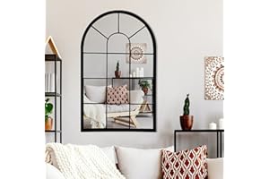 HQiJun Wall Mirror Window Decorative Mirrors Arched Farmhouse for Living Room Bedroom Entryway Bathroom Vanity (19.7” x31.5” x0.9”)