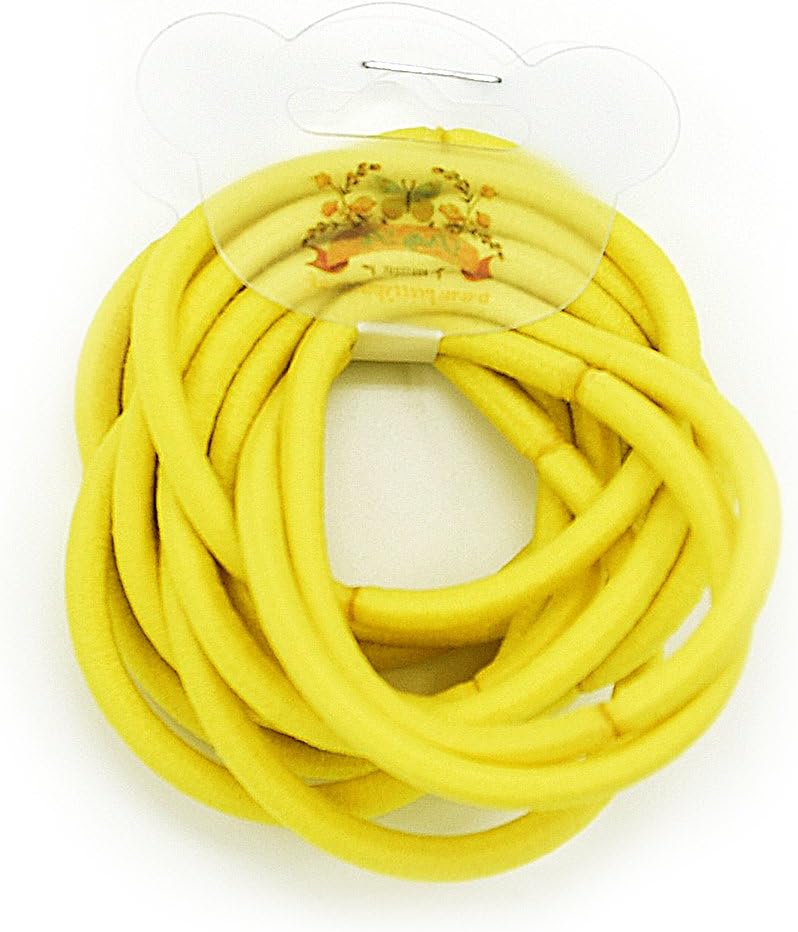 PrettyBoutiqueSet of 12 4mm thick Endless Snag Free Hair Elastics Bobbles Bands Ponios (Yellow)