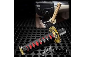 JDMBESTBOY Samurai Sword Black Red Shift Knob Shifter Alloy Katana Adapters Universal 10cm
