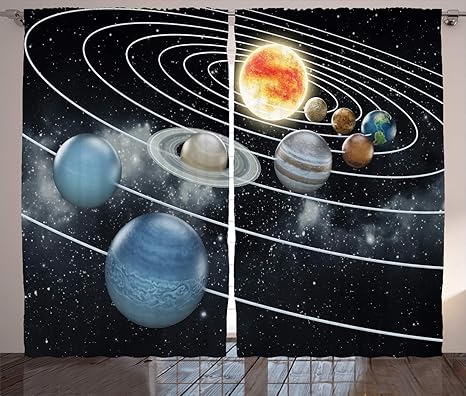 Amazon Com Ambesonne Galaxy Curtains 2 Panel Set Solar