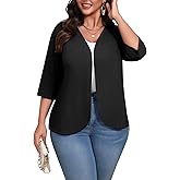 POSESHE Womens Plus Size Cardigan Sweater 2025 Summer Short Sleeves Lightweight Knit Open Front Casual Loose Cardigan