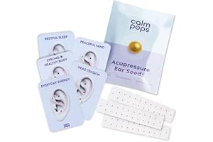 CalmPops Acupressure Ear Seeds | Ear Seeding Kit Acupuncture Ear Seeds Stickers for Immune System & Digestive Health Support + Auricular Acupuncture Chart (60 Units, 24K Gold Plated)
