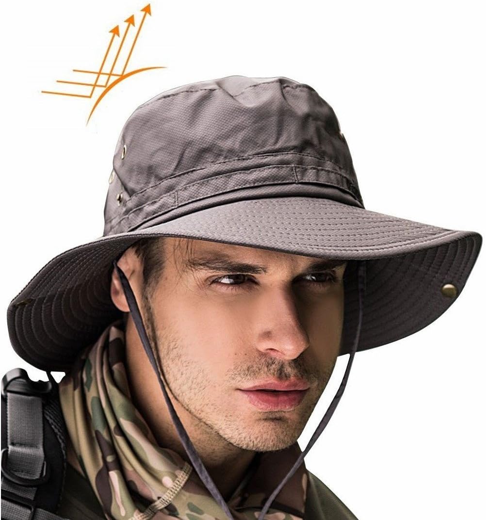 HLLMANSuper Wide Brim Sun Hat-UPF 50+ Protection,Waterproof Bucket Hat for Fishing, Hiking, Camping,Breathable Nylon & Mesh