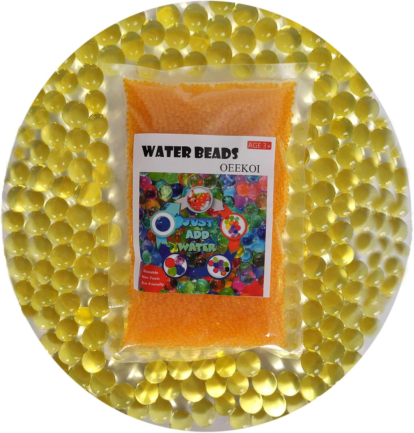 Vase Fillers - OEEKOI Gold Water Beads, 200 Gram Vase Fillers Gel Jelly Water Beads for Kids Sensory Playing, Pearls Vase Filler, Foot Spa, Wedding Centerpieces and Home Plant Decoration