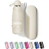 Seniny Mini Travel Umbrella with Case, Compact Pocket Size UV Sun &amp; Rain | Tiny purse size fits pocket, UV protection waterproof fabric, lightweight folding, great for women kids daily travel