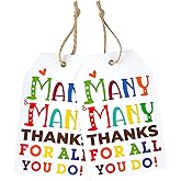 joycraft 100Pcs Thank You Tags with String, 3.3x2.1 inch Teacher Appreciation Tags, Thank You for All You Do Hangtags, Paper Gift Wrap Labels for Staff, Administrative Professional Day, Teacher Week