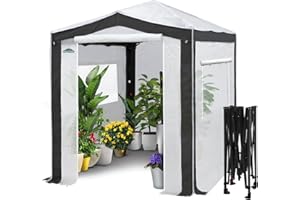 EAGLE PEAK 8x6 Portable Walk in Greenhouse with Polyester Reinforced Corners, Instant Pop Up Indoor Outdoor Gardening Green House, Roll Up Zipper Entry Doors and Mesh Windows, Gray/White