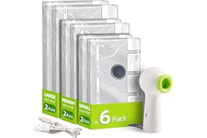 VACKFOX Travel Vacuum Storage Bags with Rechargeable USB Pump, 6 Pack Carry-On Size Compression Packing Bags for Luggage and 