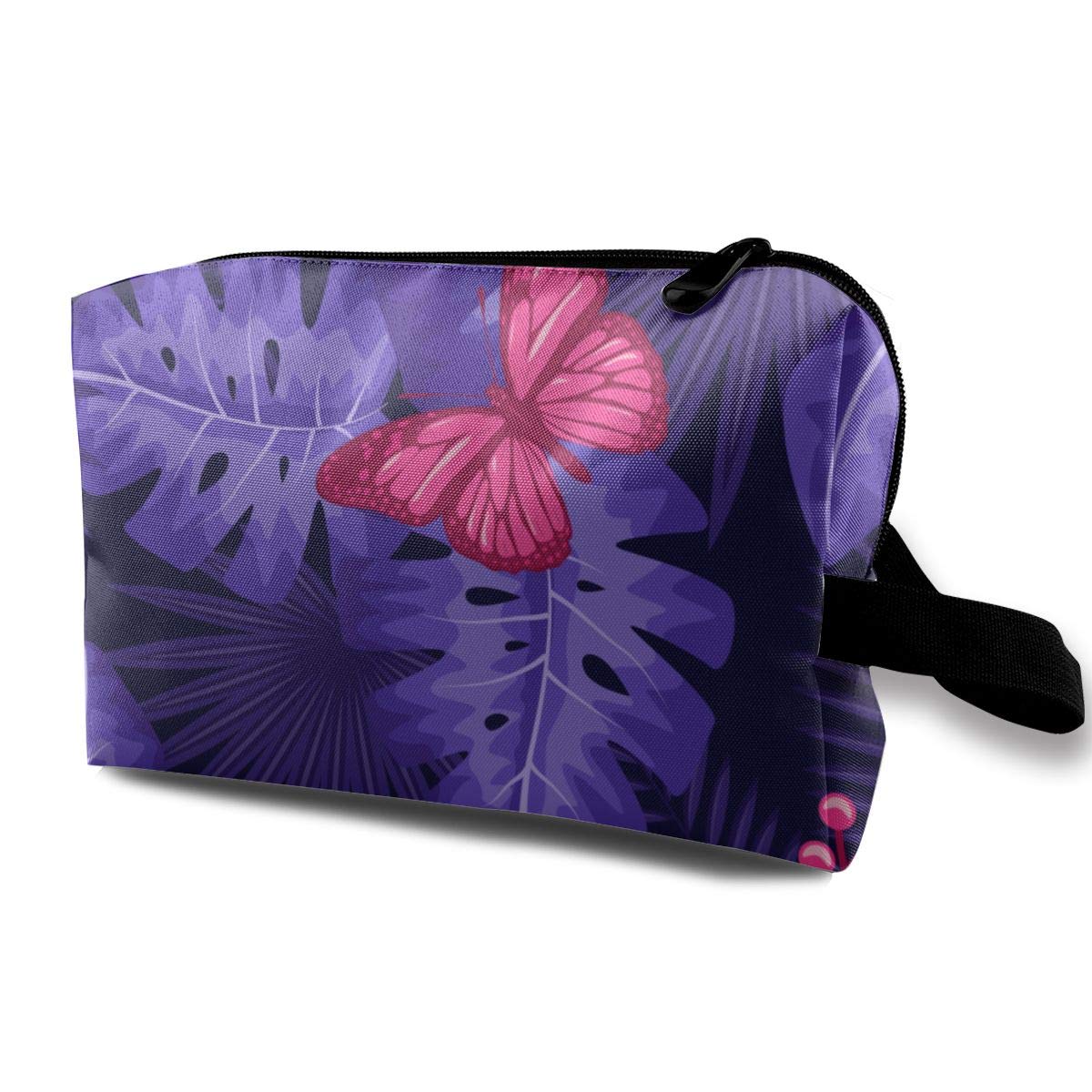 Jungle Rainforest Plants, Buttrfly And Fern Travel Makeup Train Case Makeup Cosmetic Case Organizer Portable Artist Storage Bag Makeup Brushes Toiletry Jewelry Digital accessories