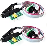 Chironal 2 Set SOP8 to DIP8 Test Clips and Board, 8 Pin, Cable Lengths 24cm, for EEPROM 93CXX/25CXX/24CXX in Circuit Programming on USB Programmer TL866CS TL866A EZP2010 (2 Pcs Board)