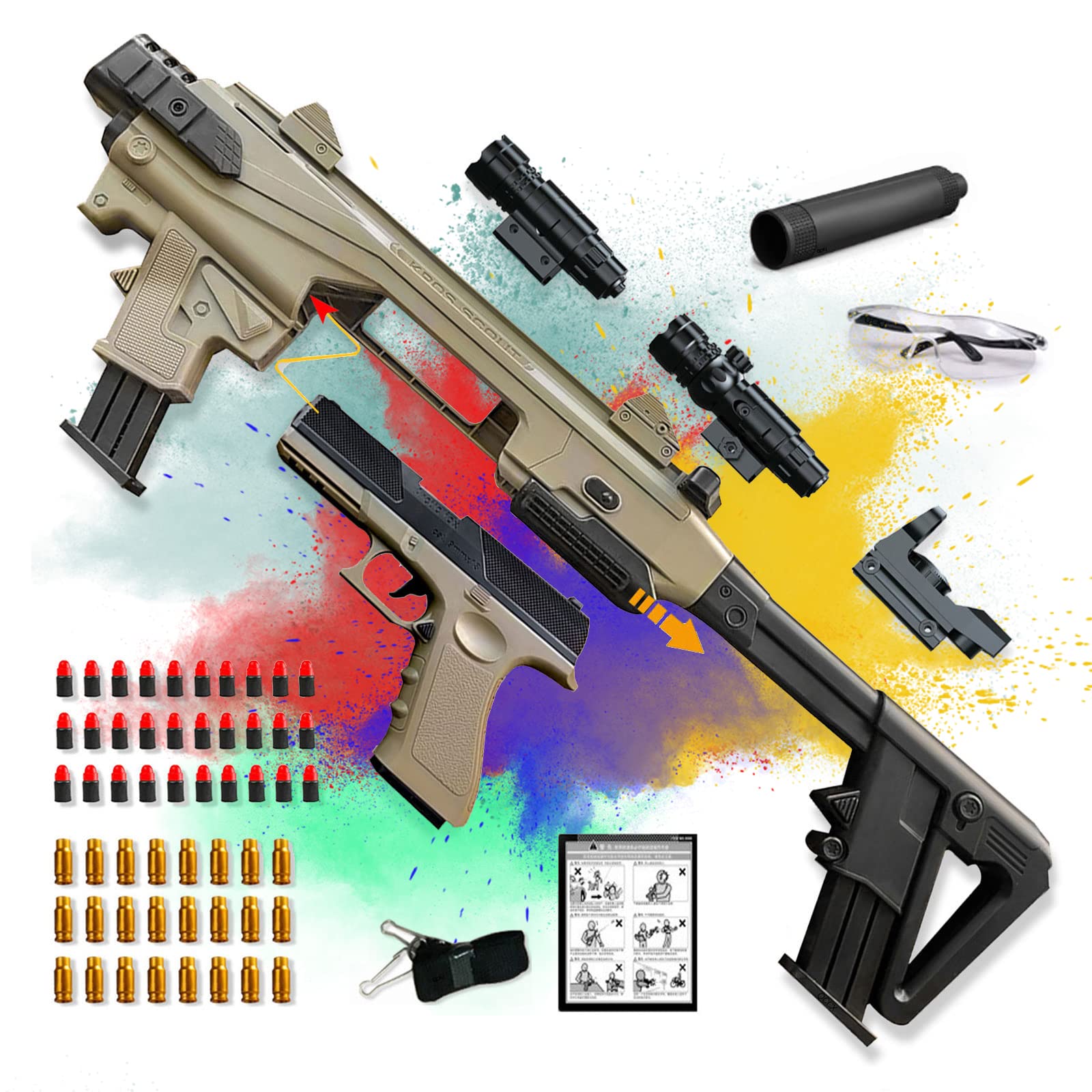 Toy Foam Blaster&Plastic Gun for Boys with Accessory Kit, Manual Toy Modes Educational Toy Gadget Game, Kids Toys for 14+ Year Old Boys Girls Christmas