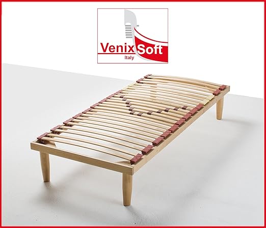 title=Rete a doghe VENIXSOFT per letto singolo 80x190 in legno con doghe ammortizzate