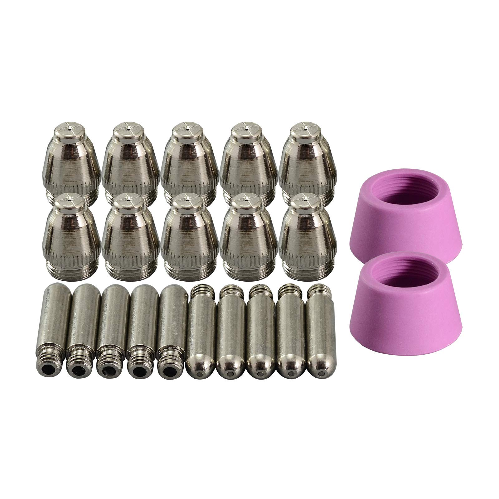 RIVERWELD SG-55 AG-60 WSD-60 Plasma Electrode with Hafnium Wire Plasma Tip Nozzle 0.9mm 40Amp Alumina Nozzle Ceramic Cups kit Fit CUT-60 LGK-60 Plasma Cutter 22pcs