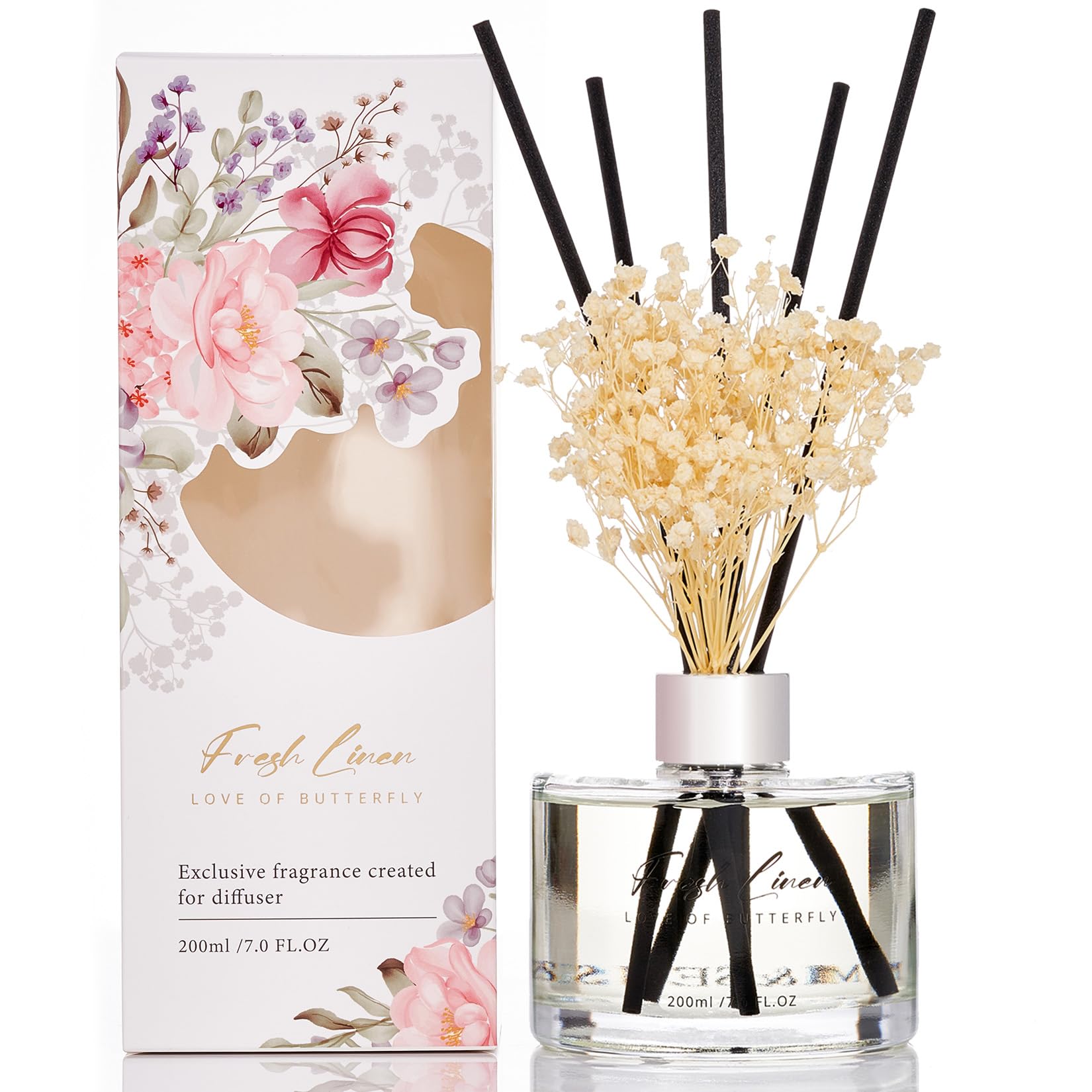 M&SENSE Reed Diffuser Set with 7 Sticks | 7.0oz