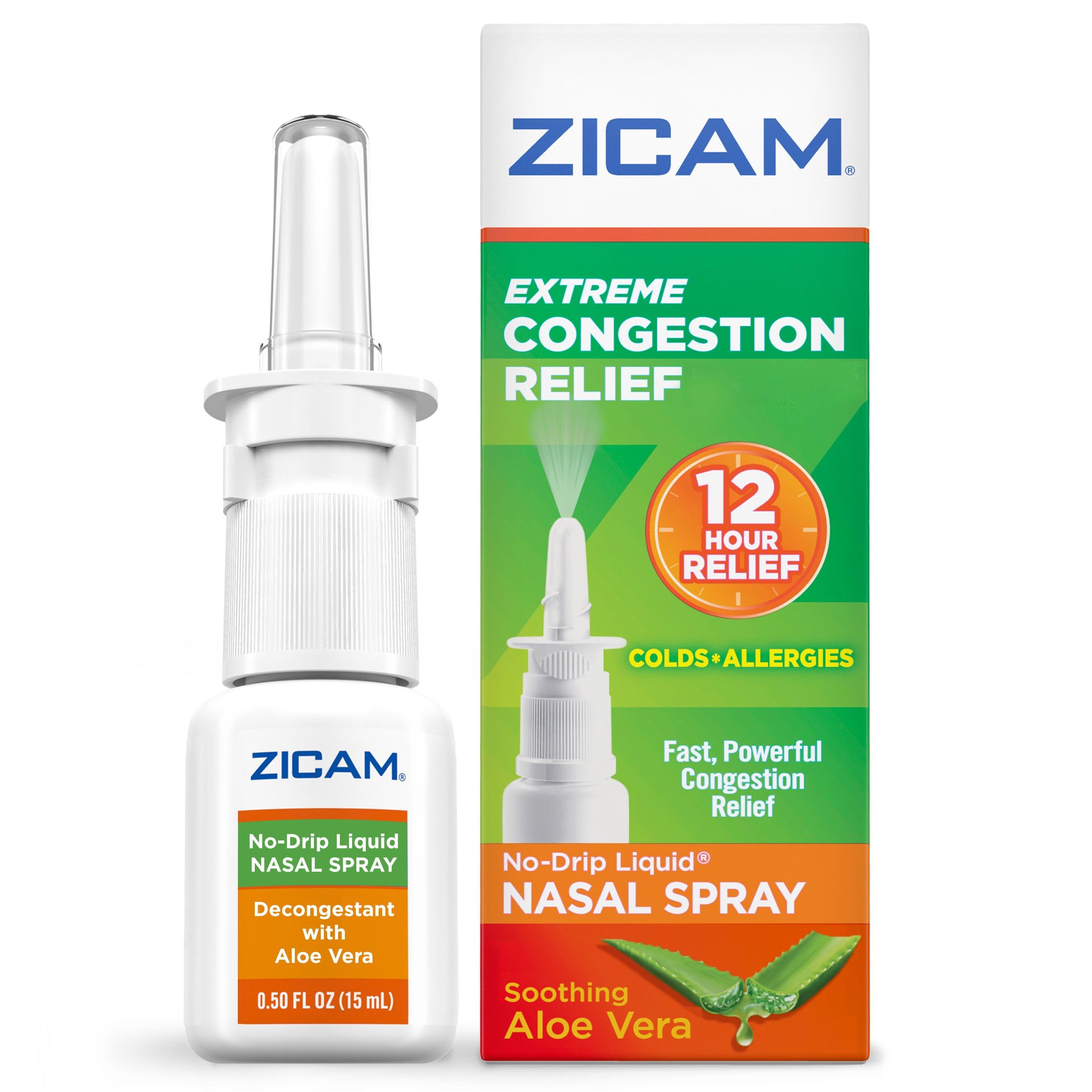 Zicam Extreme Congestion Relief No-Drip Liquid Nasal Spray with Soothing Aloe Vera, 0.5 Ounce