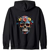 Sugar Skull I Floral Mexican Tradition I Dia De Los Muertos Zip Hoodie
