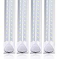 TOPTRONED (10-Pack) 8ft LED Shop Light Fixture,V Shape 100W 18500LM 5000K (Daylight White),8 Foot, 96'' T8 Integrated LED Tube, Linkable Led Bulbs for Garage, Warehouse, Plug and Play, Clear Lens