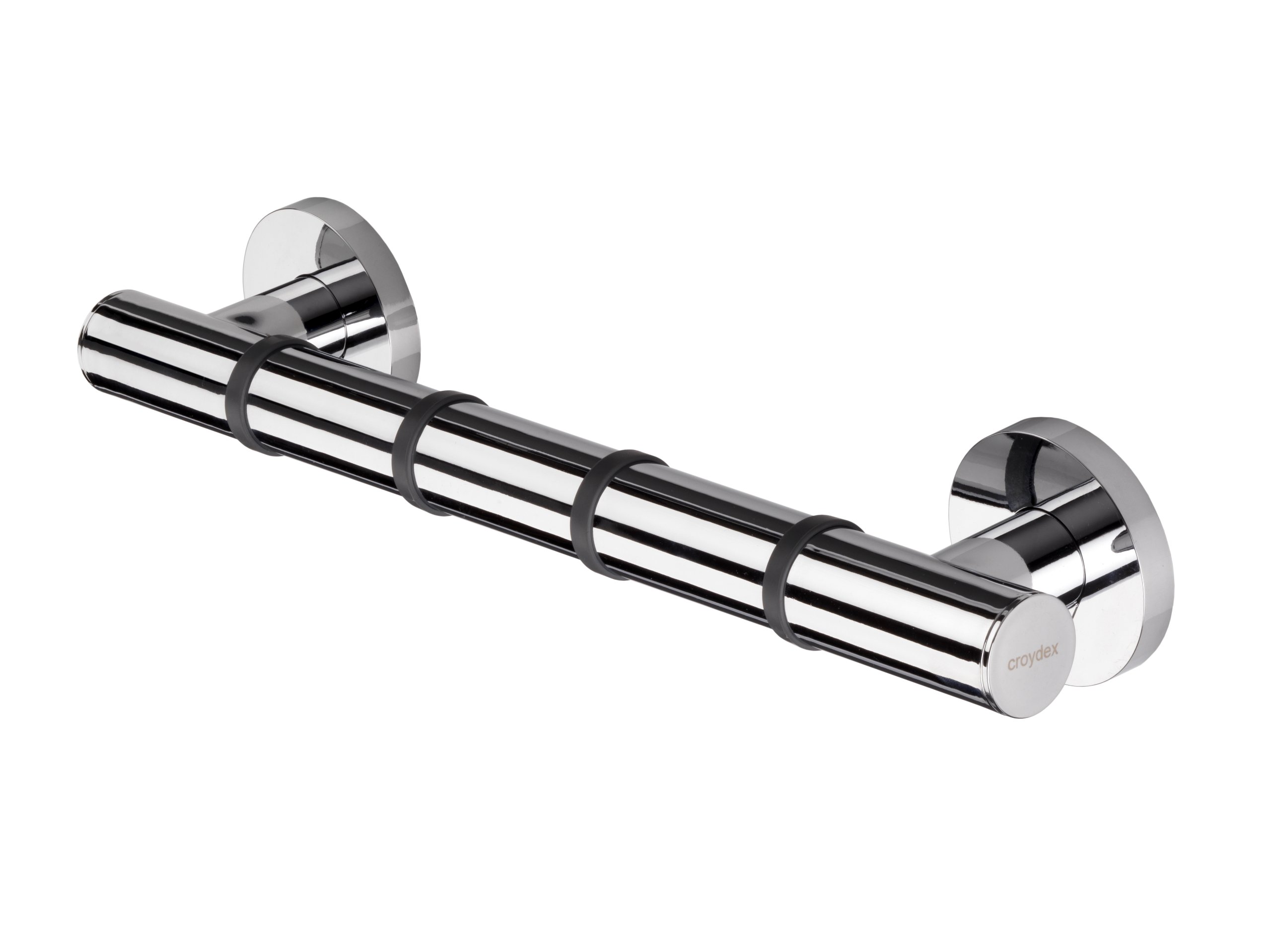 Croydex Grab 'n' Grip 38cm Non-Slip Grab Rail - 100kg Load Capacity Heavy Duty Bar with Steel Core & Chrome ABS, Safety Support Rail for Bathrooms Ideal Handrail for Elderly