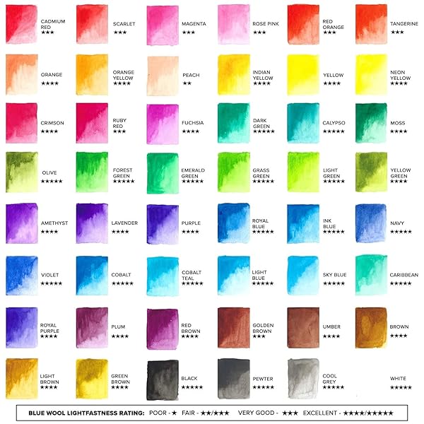 GENCRAFTS WATERCOLOR PAINT PALETTE 48 PREMIUM COLORS WITH PAPER PAD – 2 REFILLABLE BRUSH PENS – 15 SHEETS OF WATER COLOR PAPER
