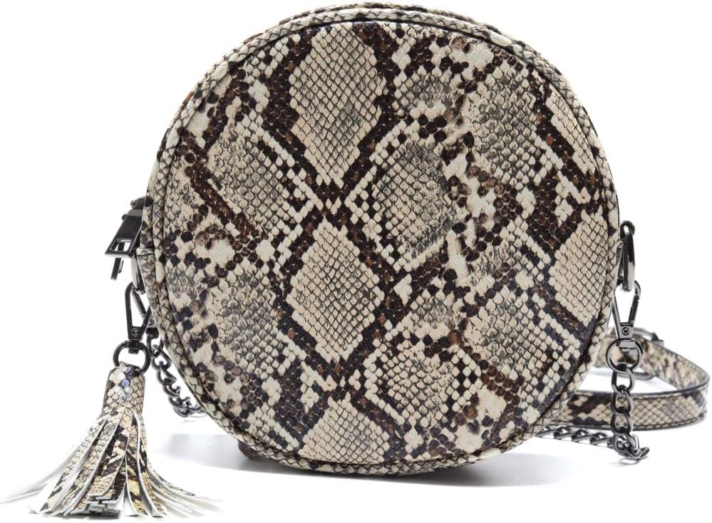 Fashion Clear Crossbody Bag Snakeskin Fringe Shoulder Bag Transparent Purse with Adjustable Chain or Leather Strap for Women