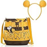 Sunnymove 2 Pcs Halloween Bear Costume Accessories Honey Bee Pot Bag Bear Ears Headband for Women Halloween Party(Crossbody Bag)