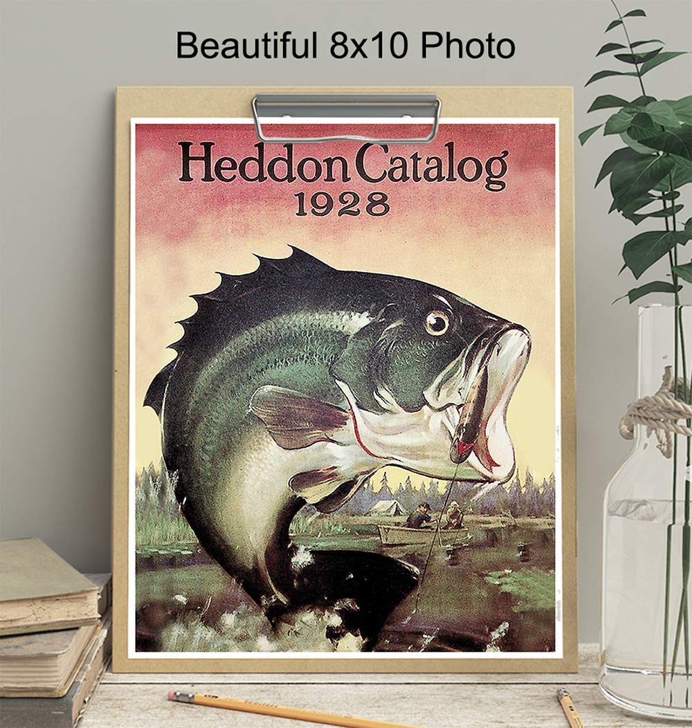 Amazon Com Bass Heddon Lures Fishing Wall Art Print Perfect For
