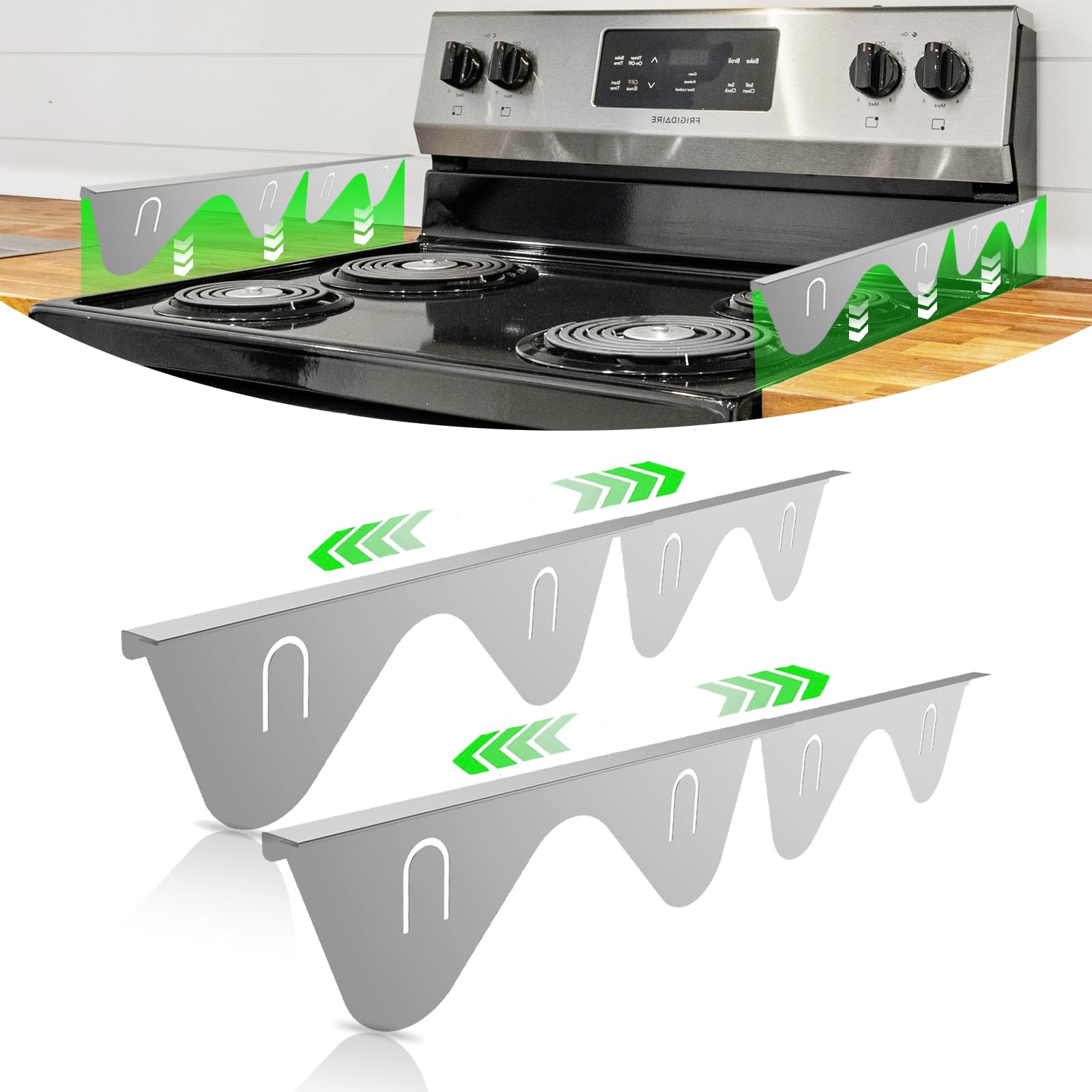 Photo 1 of Stainless Steel Stove Gap Covers, Range Oven Gap Filler, Retractable Length 13.8" to 27.5", Counter Gap Guards Heat Resistant and Easy to Clean, 2PCS, Silver