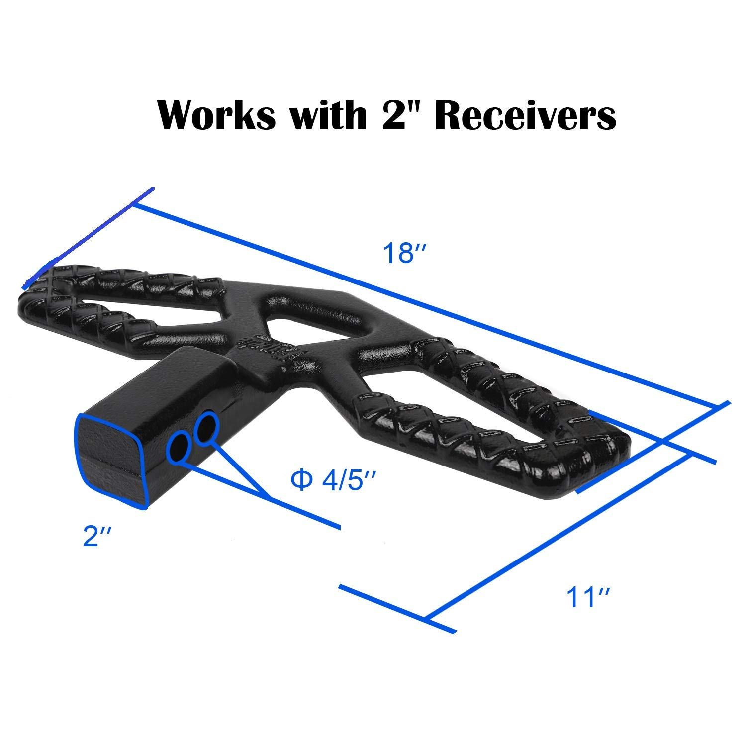 Eapele Tow Hitch Step for 2” Receivers, Solid Steel Construction Rust Free Powder Coated, 10,000lbs Rated Tow Strap Capacity