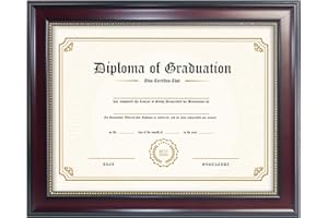 GraduatePro 8.5x11 Diploma Frame, Picture Frame for Wall and Tabletop Display with UV Protection Acrylic, Professional Wooden Look, Mahogany with Gold Beaded