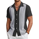 COOFANDY Men's Vintage Bowling Shirt Short Sleeve Button Down Summer Cuba Beach Shirts