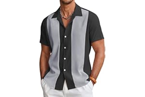 COOFANDY Men's Casual Button Down Shirts Vintage Bowling Shirts Summer Cuba Beach Shirts