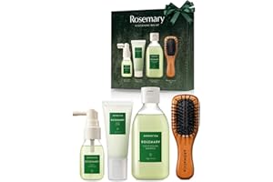 AROMATICA Rosemary Scalp Scaling Trial Kit - Travel Size Korean Hair Care Kit for Women with Mini Wooden Brush, Gentle Exfoliating Scalp Care for Hair Growth Product, with Rosemary Oil & Vegan Formula