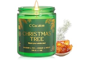 C CACALOM Christmas Soy Candles for Home Decor Non-Toxic Aromatherapy Scented Candles for Christmas Gifts, Cozy Holiday Jar Candle, Cozy Decorative Candle for Women Men, Winter Christmas Tree Balsam Fir Candle