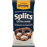 Unique Snacks Extra Dark Splits Pretzel Snacks, 11 Oz Pack of 6 | Vegan, OU Kosher, Non-GMO, No Artificial Flavor, Homestyle Baked Crunch