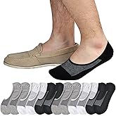 JORMATT Mens No Show Socks Loafer Low Cut Casual Cotton Socks With Non Slip Grips