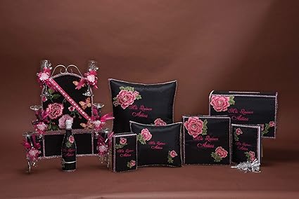 Amazon Com Black Quinceanera Accessories Rose Design Pillows