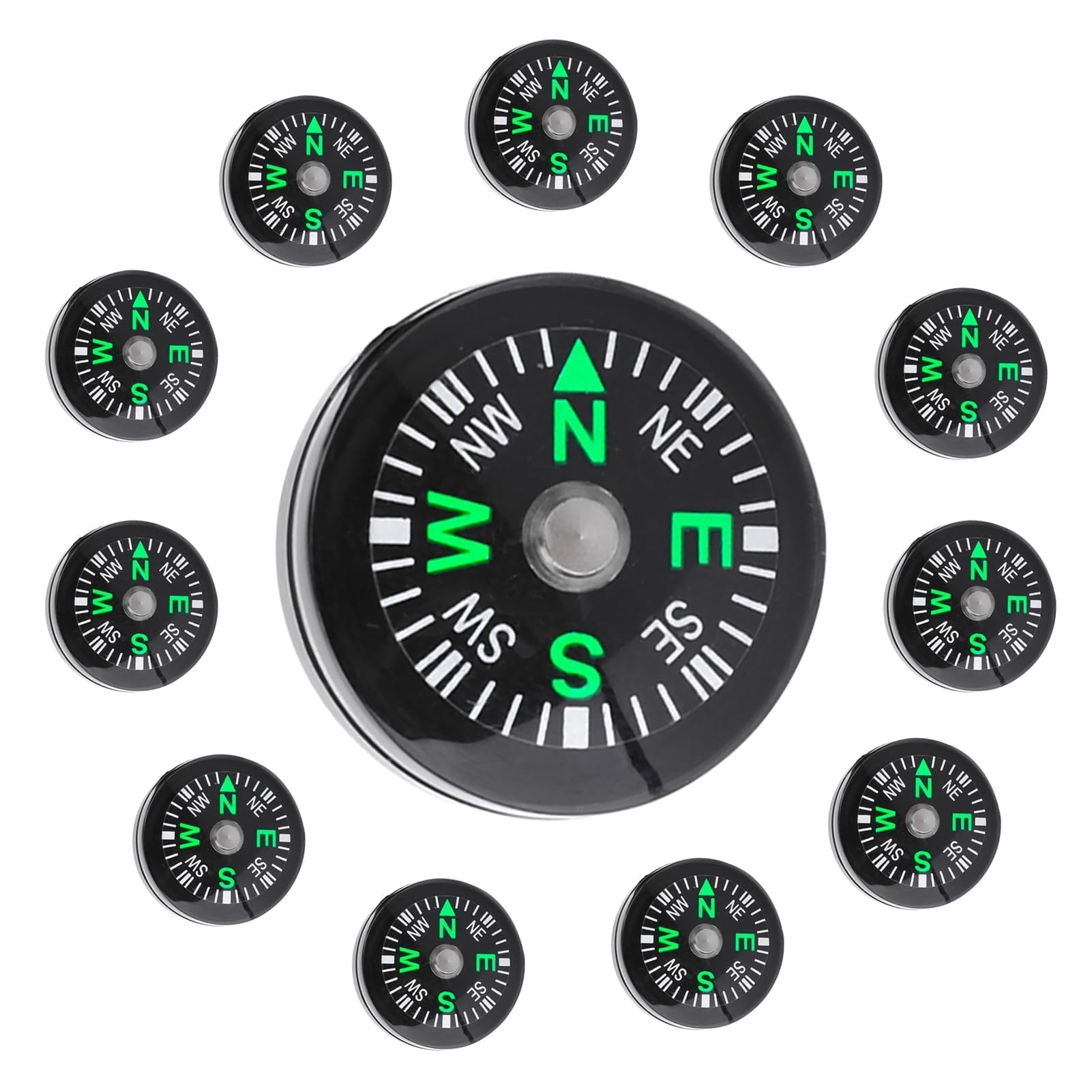 12Pcs Button Compass Mini Compass, 20mm Pocket Oil Filled Compass Kit Pocket Survival Compass Mini Pocket Compass Portable Survival Compass for Emergency Survival