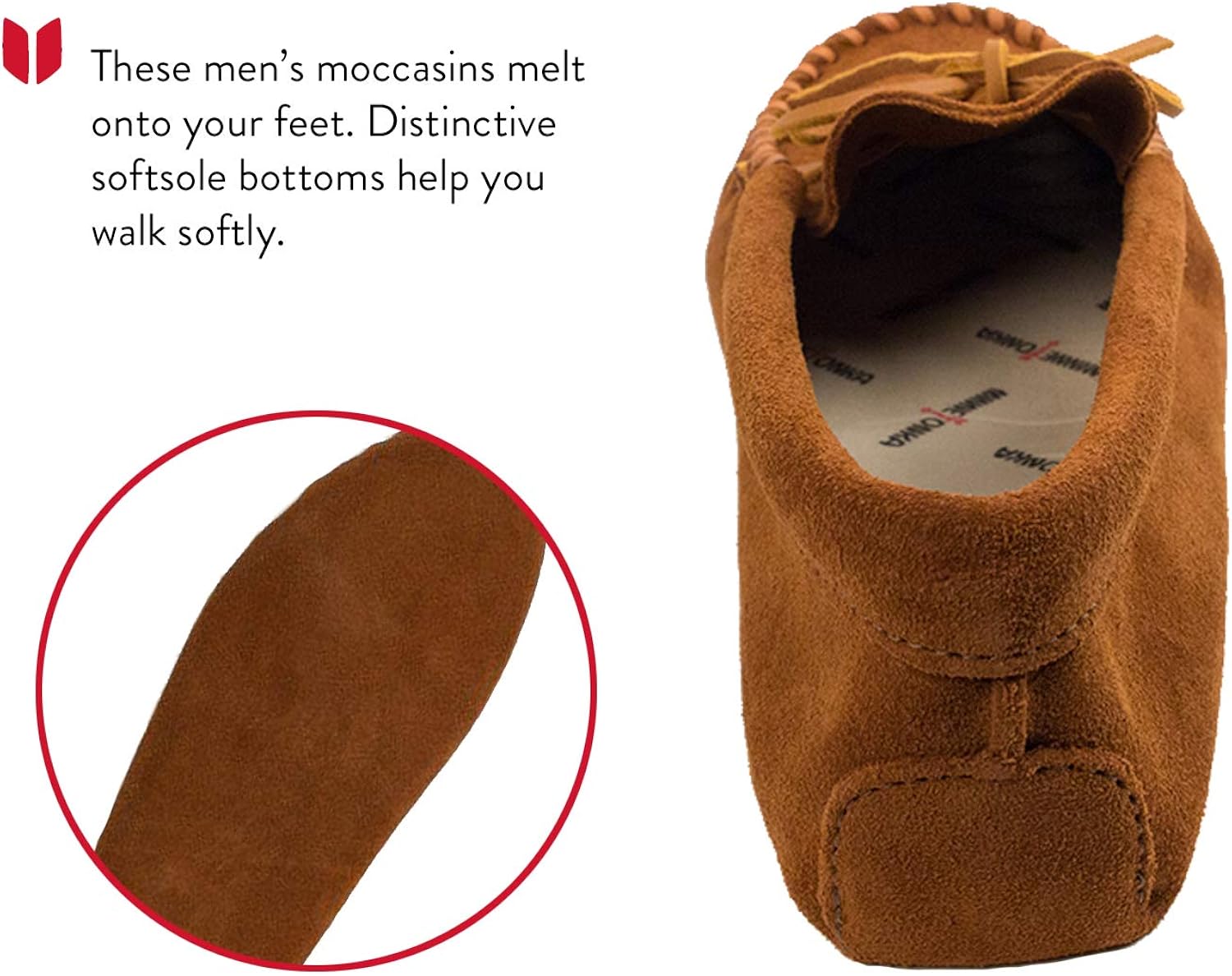 minnetonka men's leather laced softsole moccasin