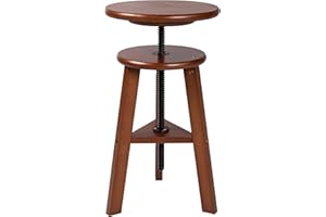 DJAR Wooden Drafting Stool, Beech Wood, Artist Stool Chair with Adjustable Height, Supports Up to 180 Lbs, for Artists, Home, Kitchen, or Office, Walnut