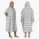 UHRMF 1pcs Cotton Turkish Towel Poncho Turkish Surf Poncho Changing Towels Wearable Beach Towel Hooded Swim Robe with Pocket Swim Cover Up for Adult Man Women Surf, Beach, Pool and Swim (Grey, M)