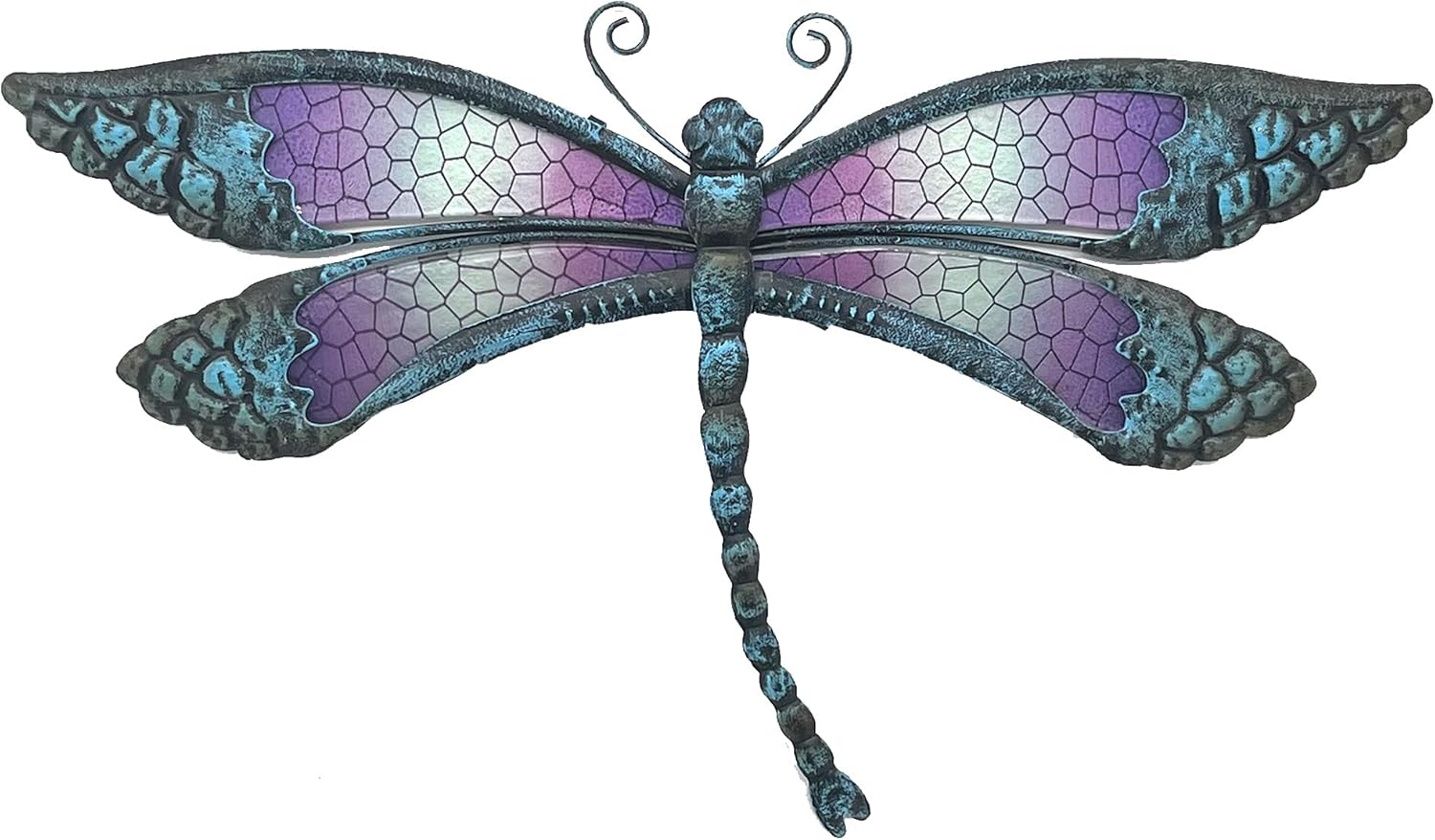 Plaques & Wall Art - POXOHO 15”Mosaic Dragonfly Metal Wall Decor Outdoor Glass Wall Art for Home, Living Room, Bedroom, Garden, Patio