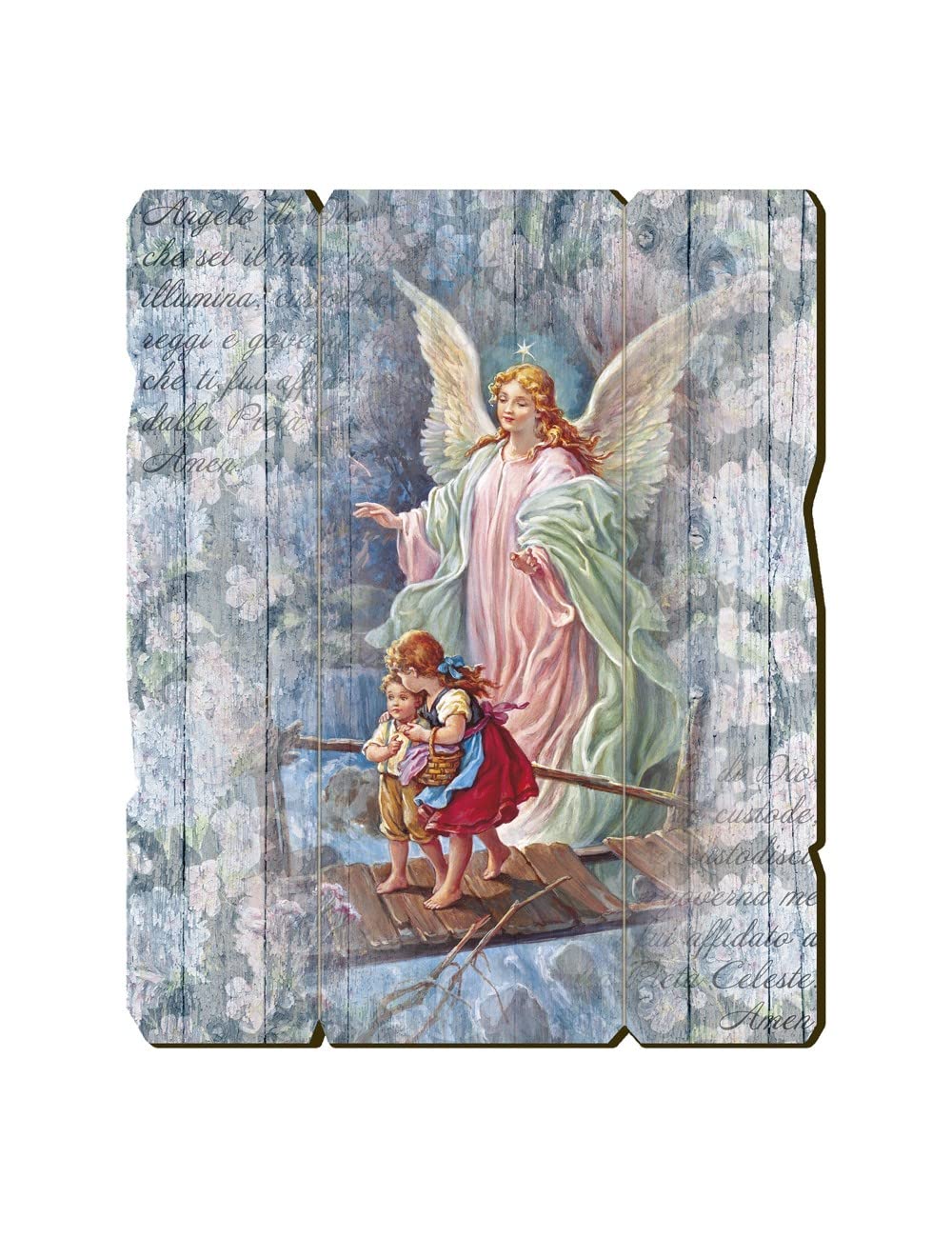 BONELLA BROTHERS Bonella Brothers | Vintage Style Shaped Wooden Painting of the Angel on the Bridge size 19x24 cm | Made in Italy
