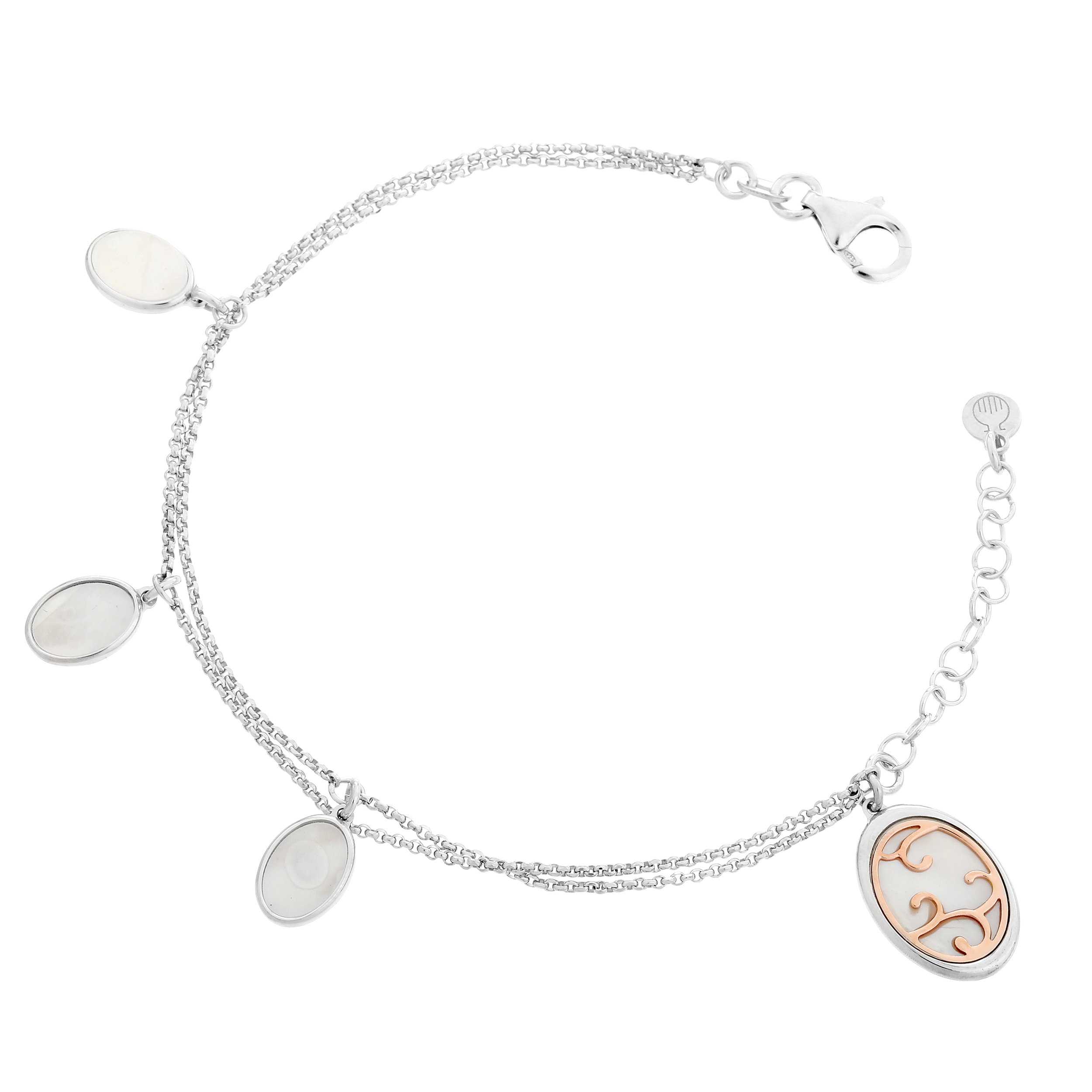 Orphelia Women's 925 Rose Gold Sterling Silver Bracelet of Length 18-20cm ZA-7165