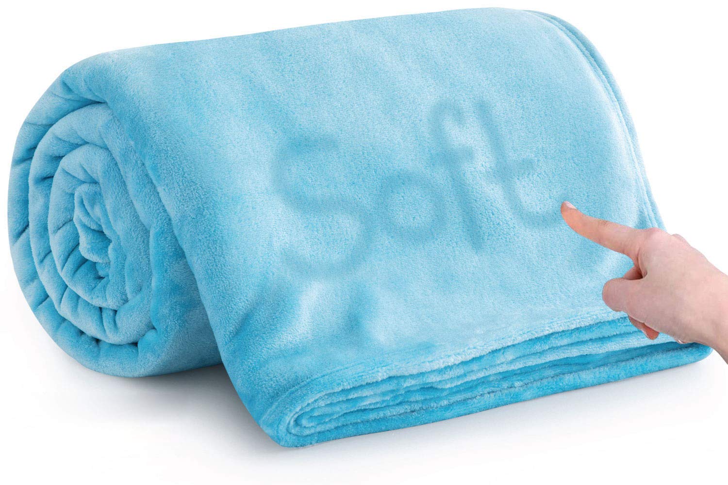 MOONLIGHT20015 Fleece Throw Blanket for Bed - Soft Cosy Fluffy Blankets for Sofa, 400 GSM Silk Touch Warm Double Throws for Audlts, Light Blue, 150x200 Cm